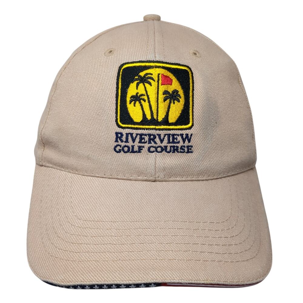 Riverview Golf Course Slideback Hat Brown One Size Palm Trees Outdoor